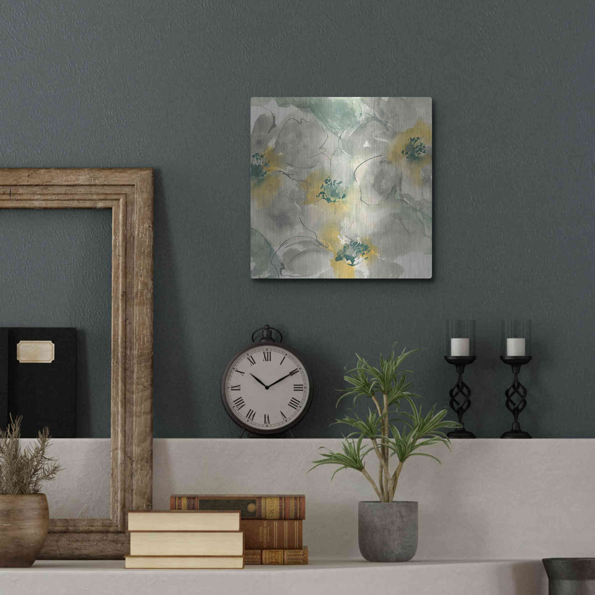 Luxe Metal Art 'Silver Quince II' by Chris Paschke, Metal Wall Art,12x12