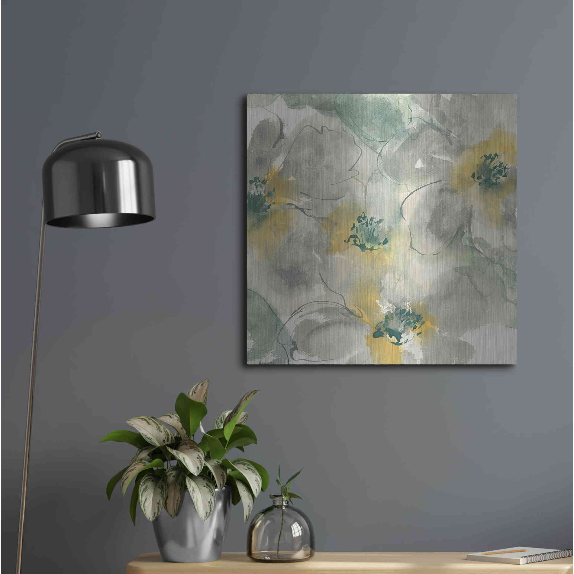 Luxe Metal Art 'Silver Quince II' by Chris Paschke, Metal Wall Art,24x24