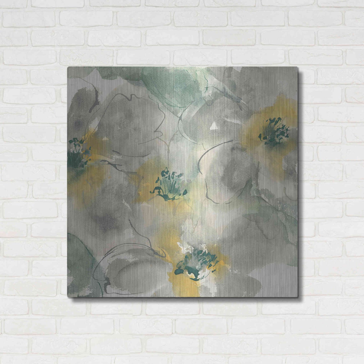 Luxe Metal Art 'Silver Quince II' by Chris Paschke, Metal Wall Art,36x36