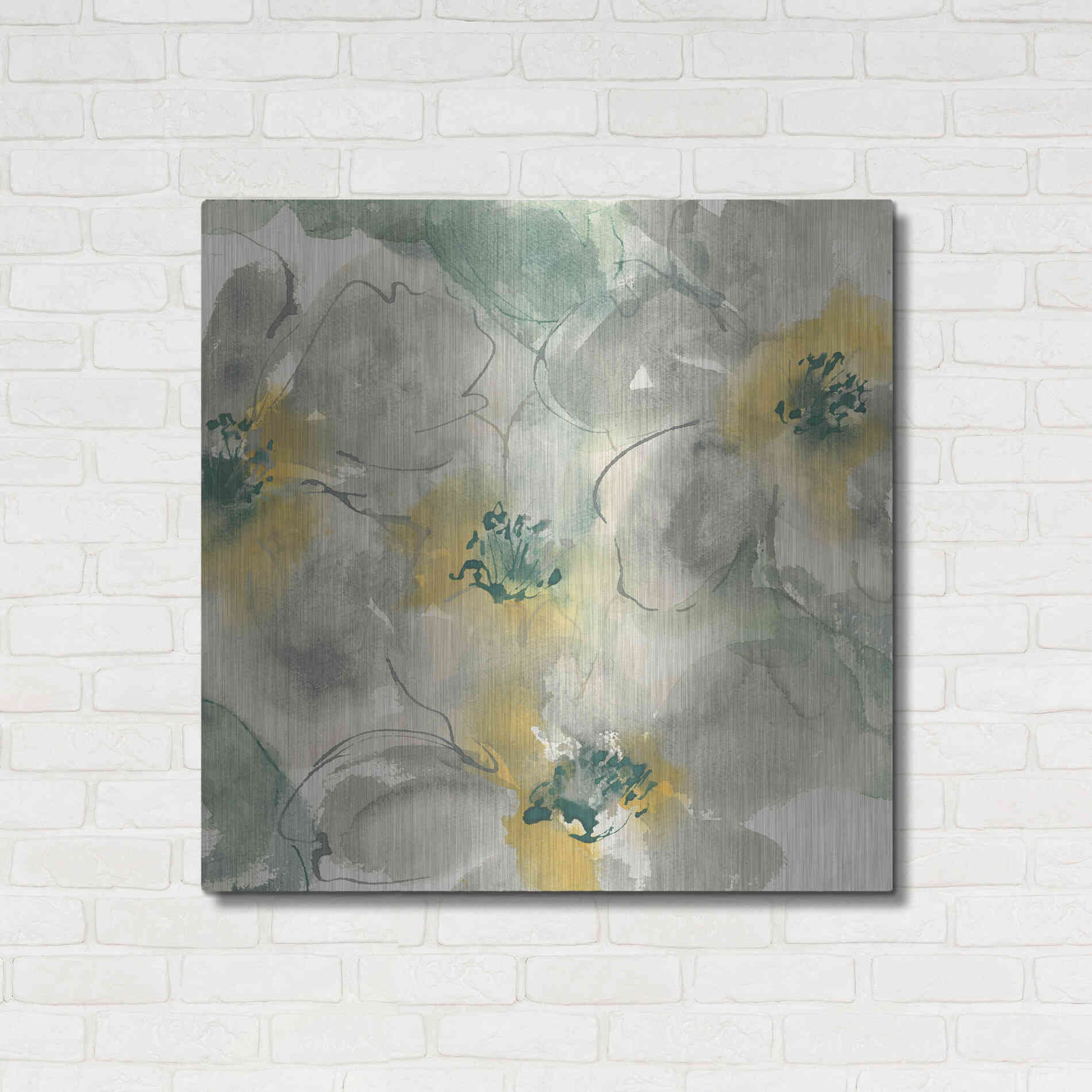 Luxe Metal Art 'Silver Quince II' by Chris Paschke, Metal Wall Art,36x36