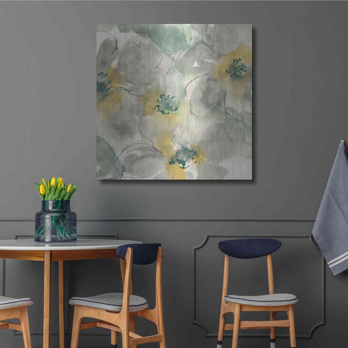 Luxe Metal Art 'Silver Quince II' by Chris Paschke, Metal Wall Art,36x36