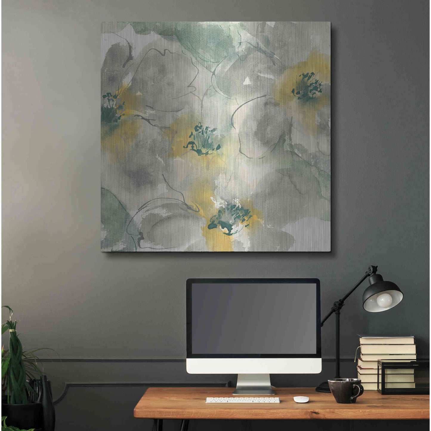 Luxe Metal Art 'Silver Quince II' by Chris Paschke, Metal Wall Art,36x36