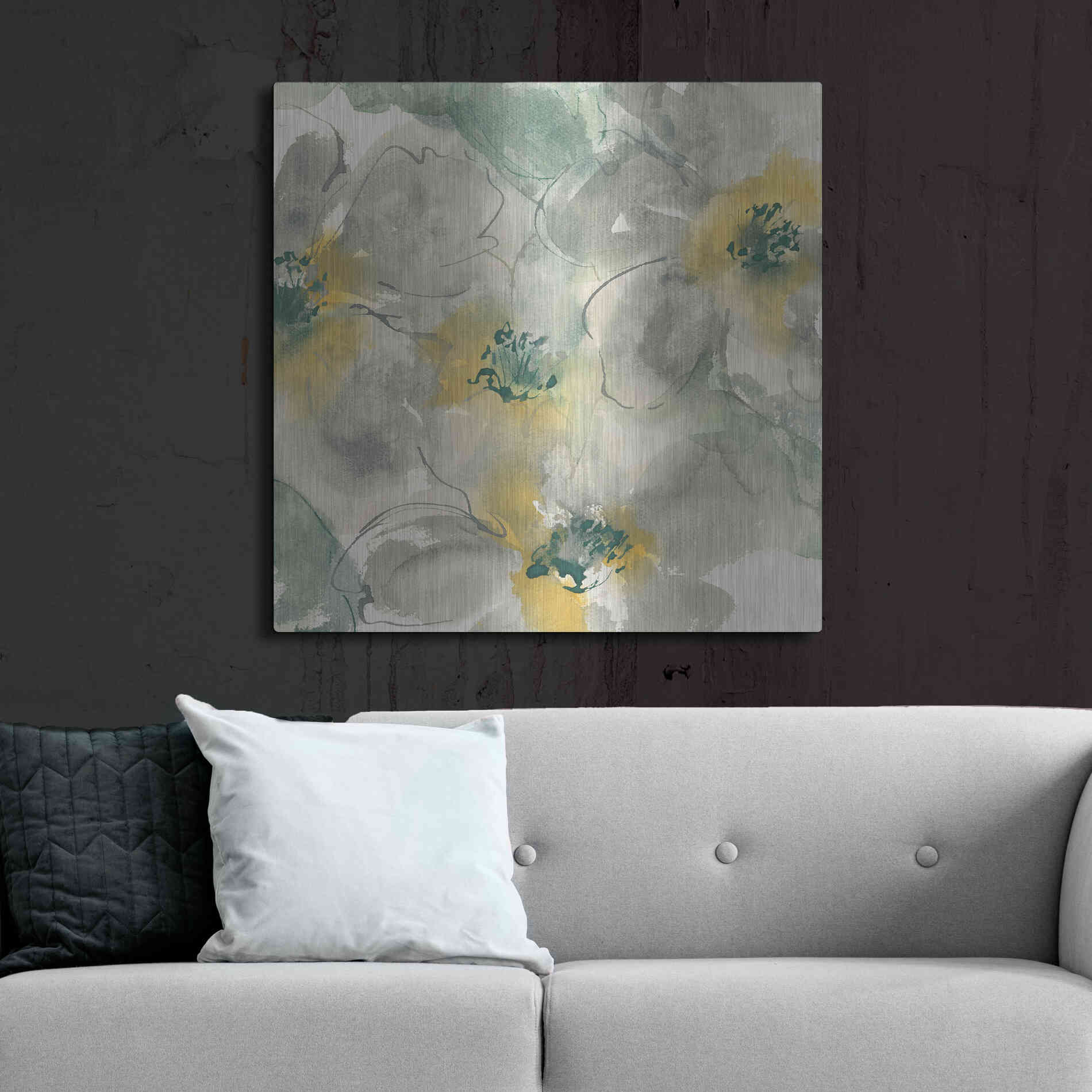 Luxe Metal Art 'Silver Quince II' by Chris Paschke, Metal Wall Art,36x36
