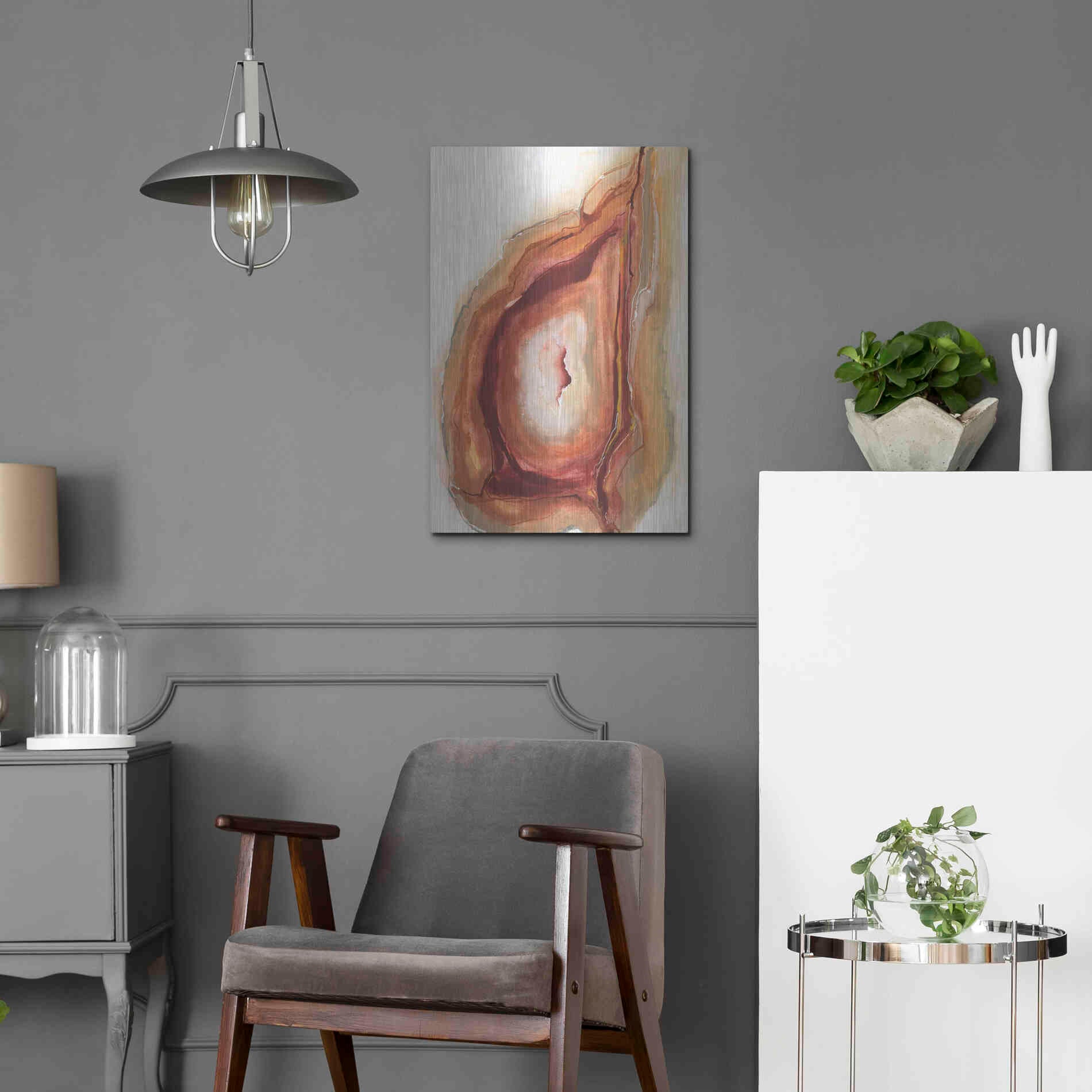 Luxe Metal Art 'Watercolor Geode V' by Chris Paschke, Metal Wall Art,16x24