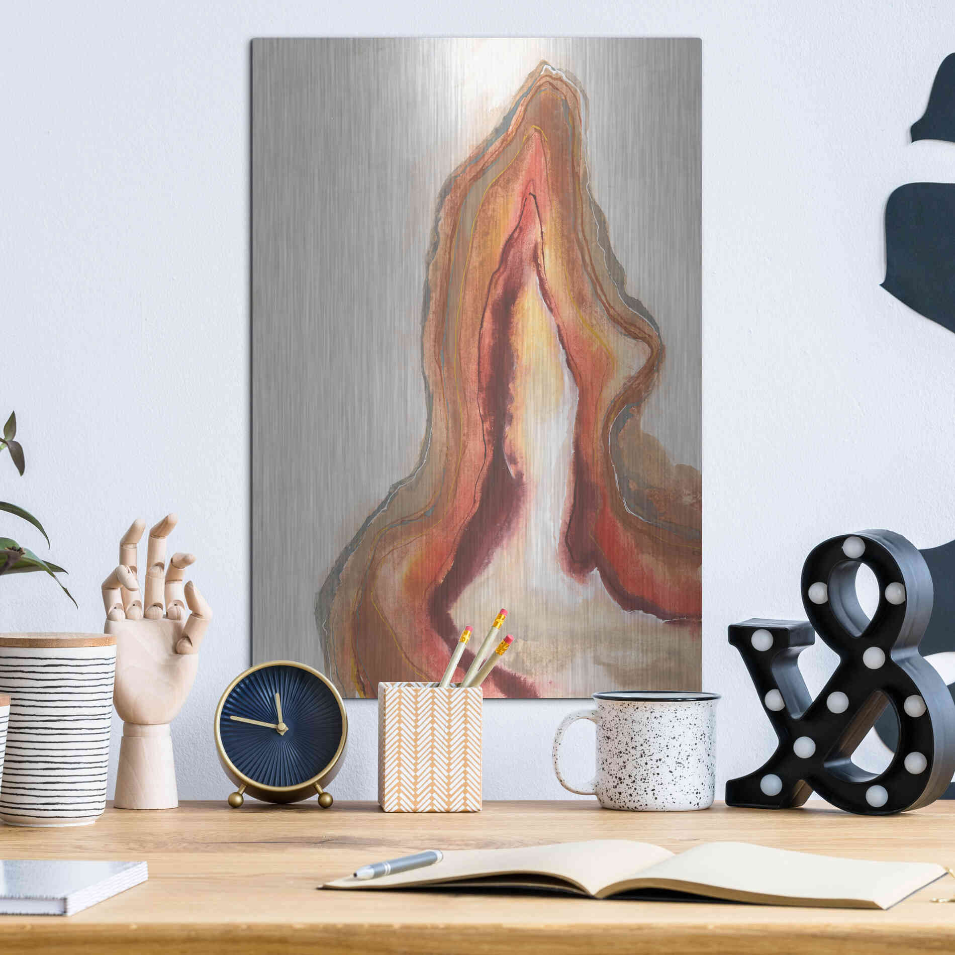 Luxe Metal Art 'Watercolor Geode VI' by Chris Paschke, Metal Wall Art,12x16