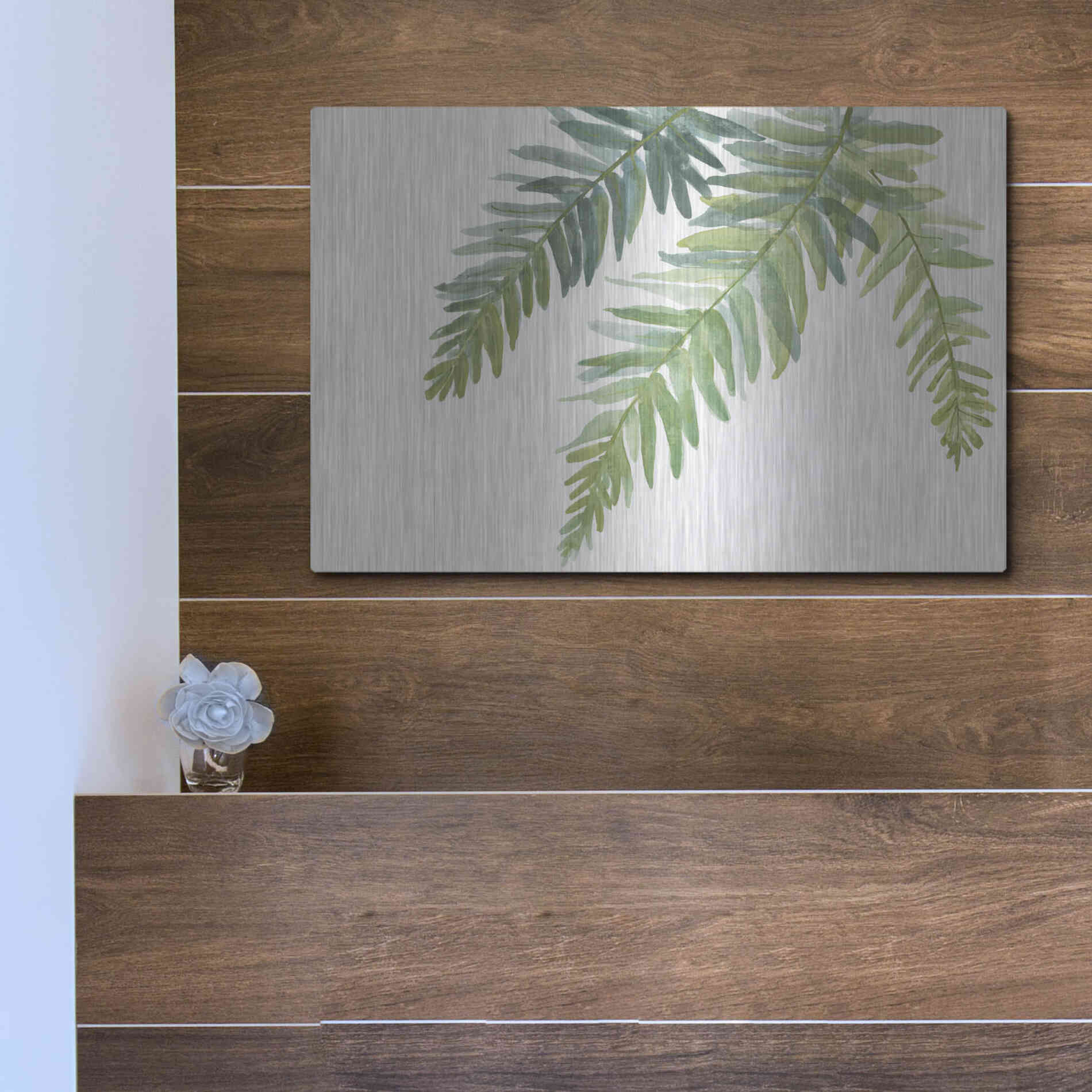 Luxe Metal Art 'Ferns I' by Chris Paschke, Metal Wall Art,16x12