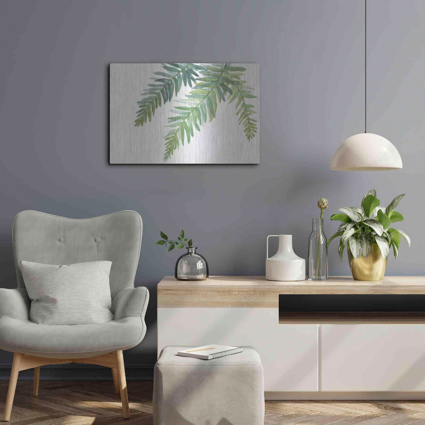 Luxe Metal Art 'Ferns I' by Chris Paschke, Metal Wall Art,24x16