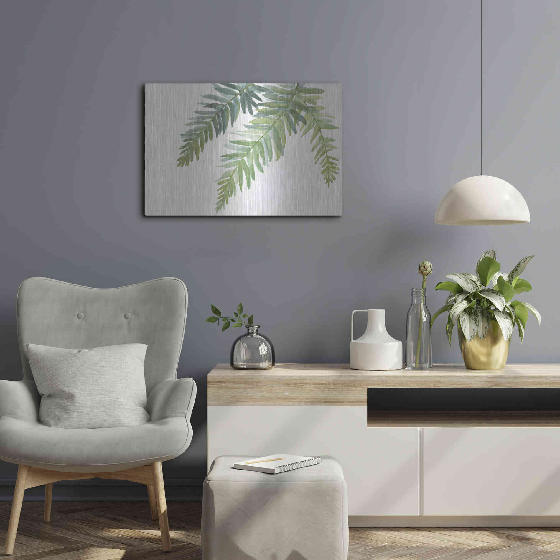 Luxe Metal Art 'Ferns I' by Chris Paschke, Metal Wall Art,24x16