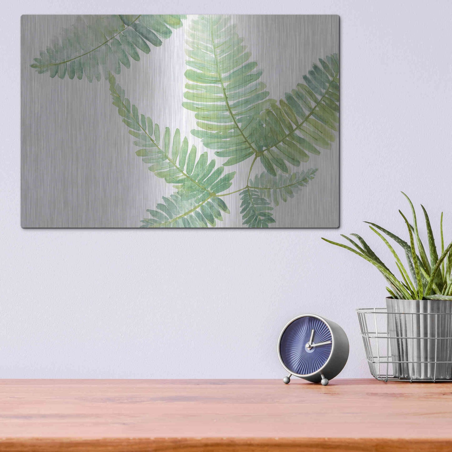 Luxe Metal Art 'Ferns II' by Chris Paschke, Metal Wall Art,16x12