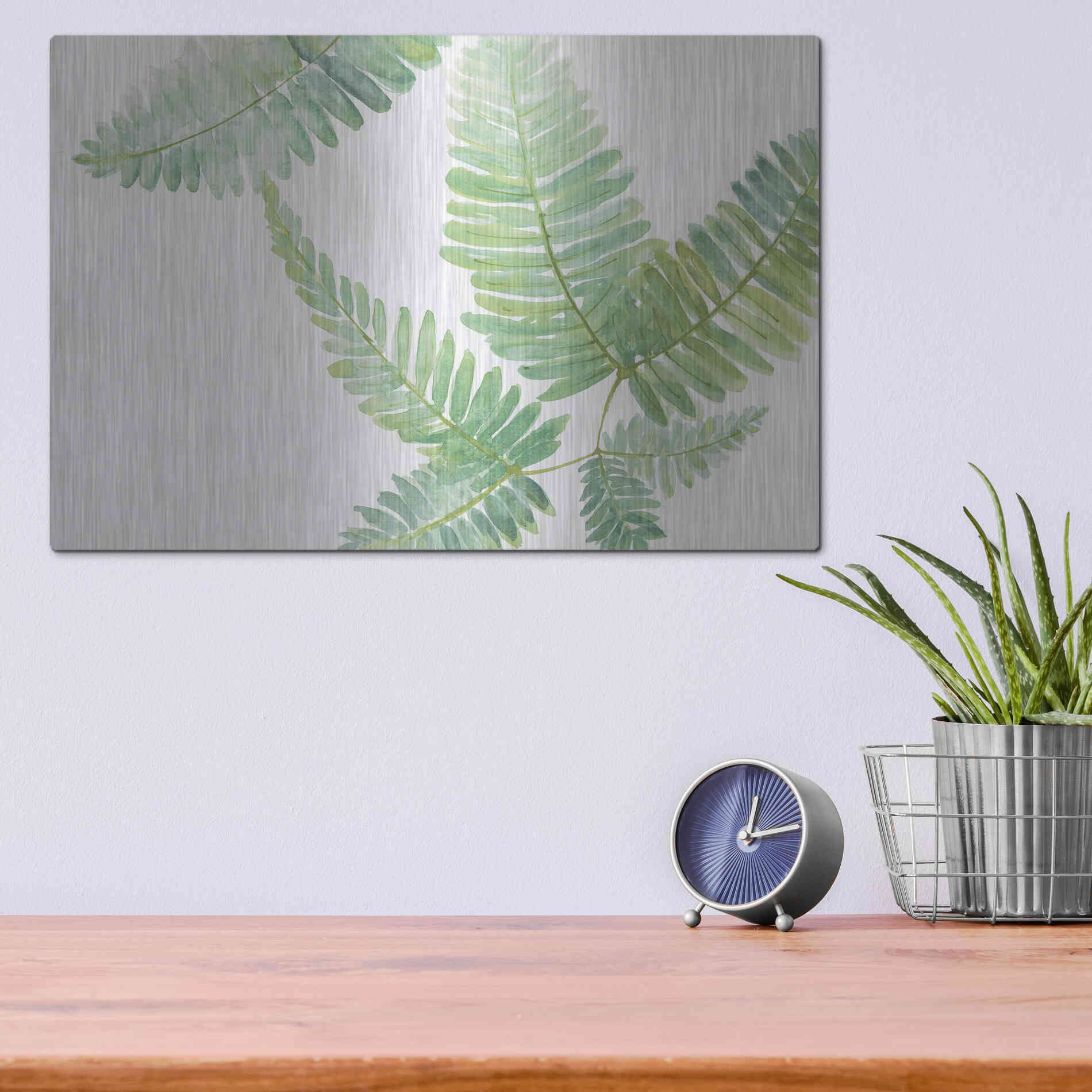Luxe Metal Art 'Ferns II' by Chris Paschke, Metal Wall Art,16x12