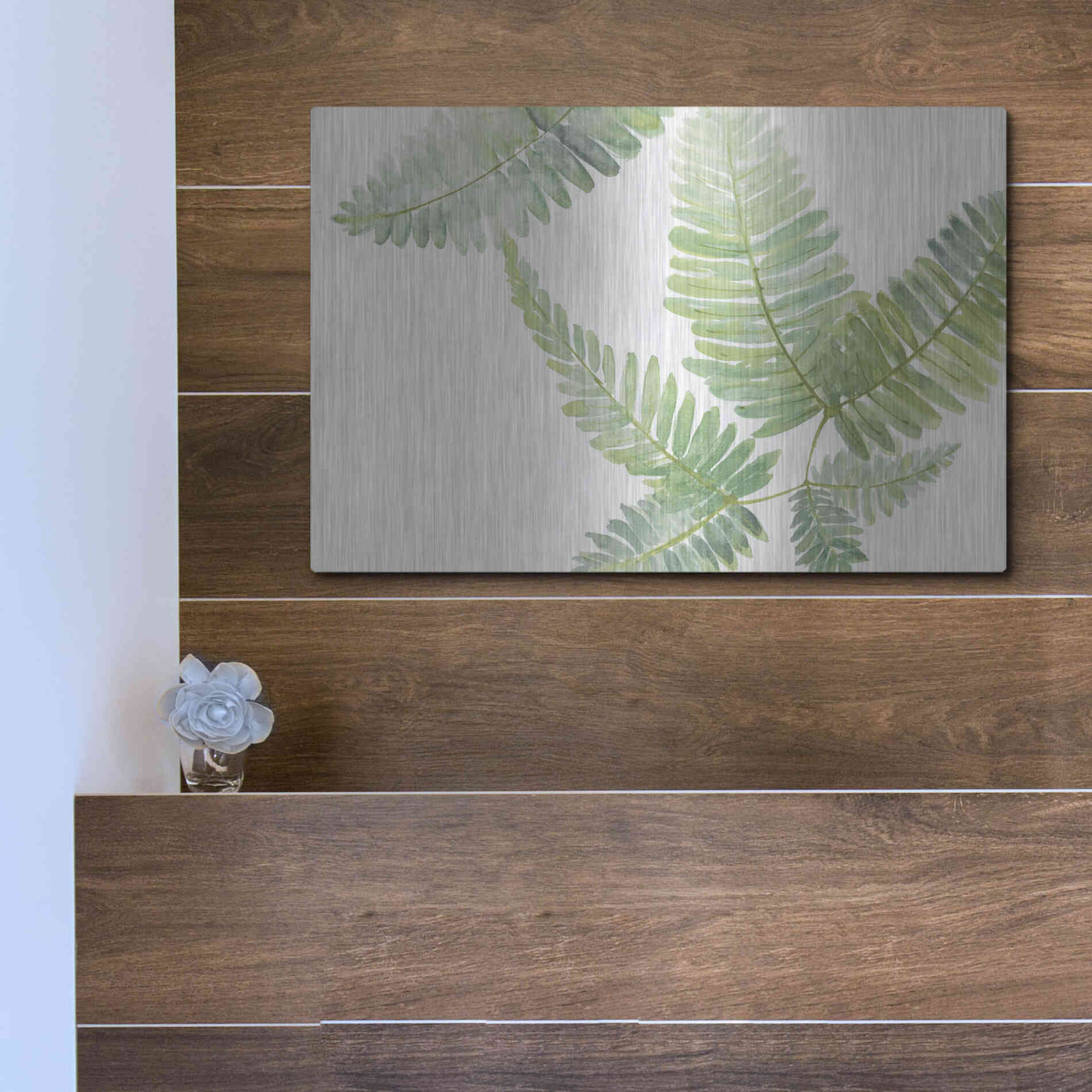 Luxe Metal Art 'Ferns II' by Chris Paschke, Metal Wall Art,16x12