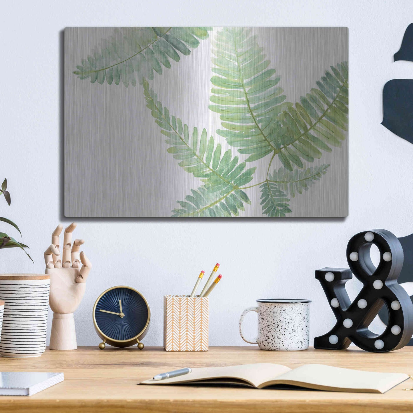 Luxe Metal Art 'Ferns II' by Chris Paschke, Metal Wall Art,16x12