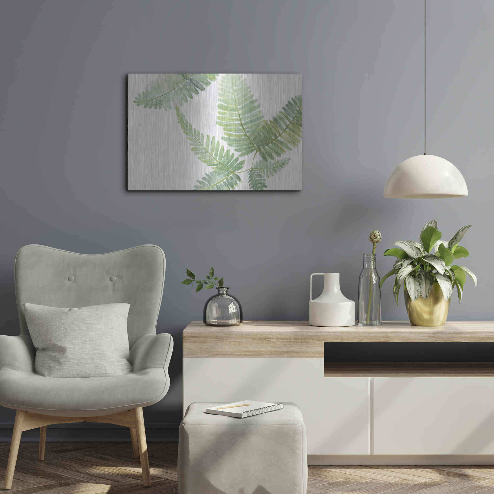 Luxe Metal Art 'Ferns II' by Chris Paschke, Metal Wall Art,24x16