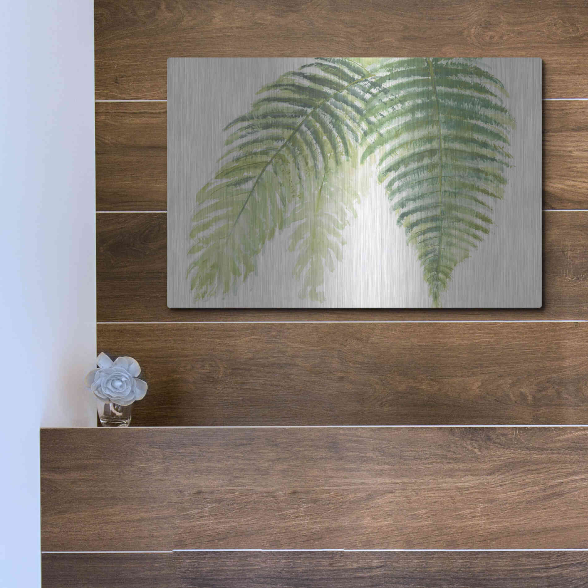 Luxe Metal Art 'Ferns III' by Chris Paschke, Metal Wall Art,16x12