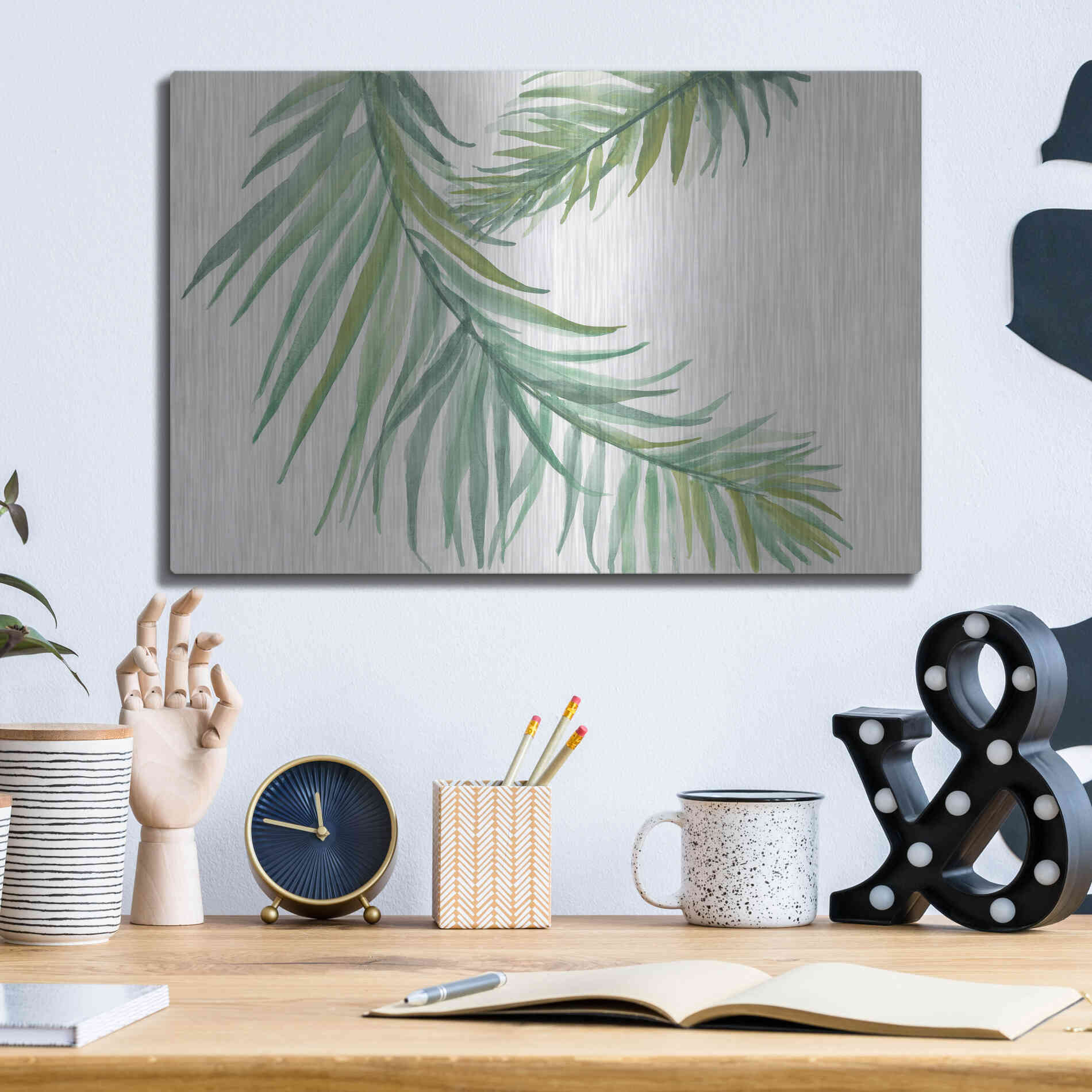 Luxe Metal Art 'Ferns IV' by Chris Paschke, Metal Wall Art,16x12