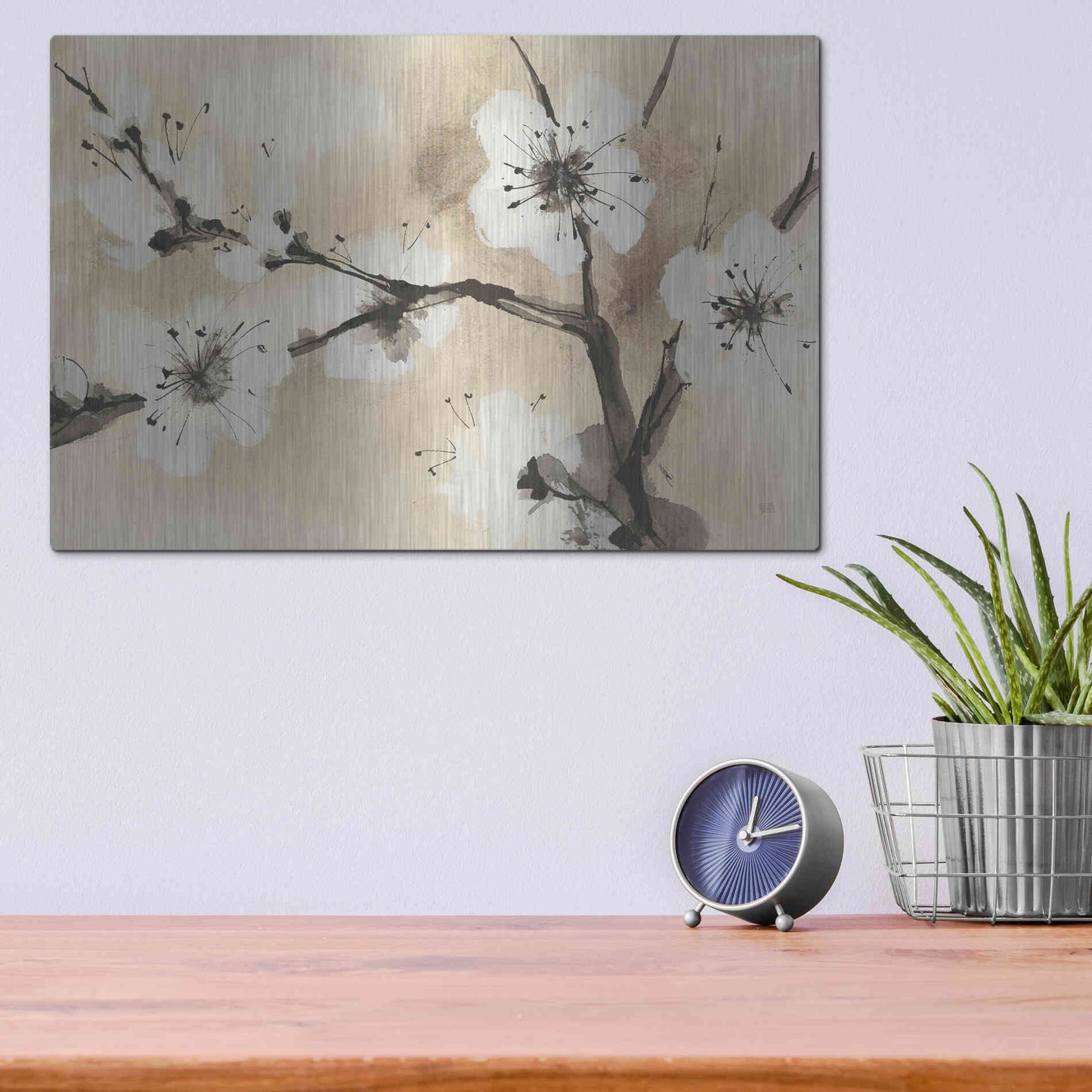 Luxe Metal Art 'Spring Blossoms I' by Chris Paschke, Metal Wall Art,16x12