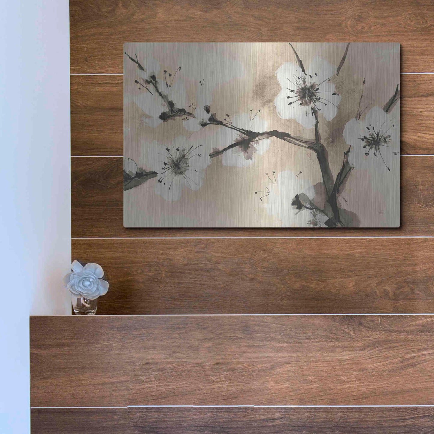 Luxe Metal Art 'Spring Blossoms I' by Chris Paschke, Metal Wall Art,16x12