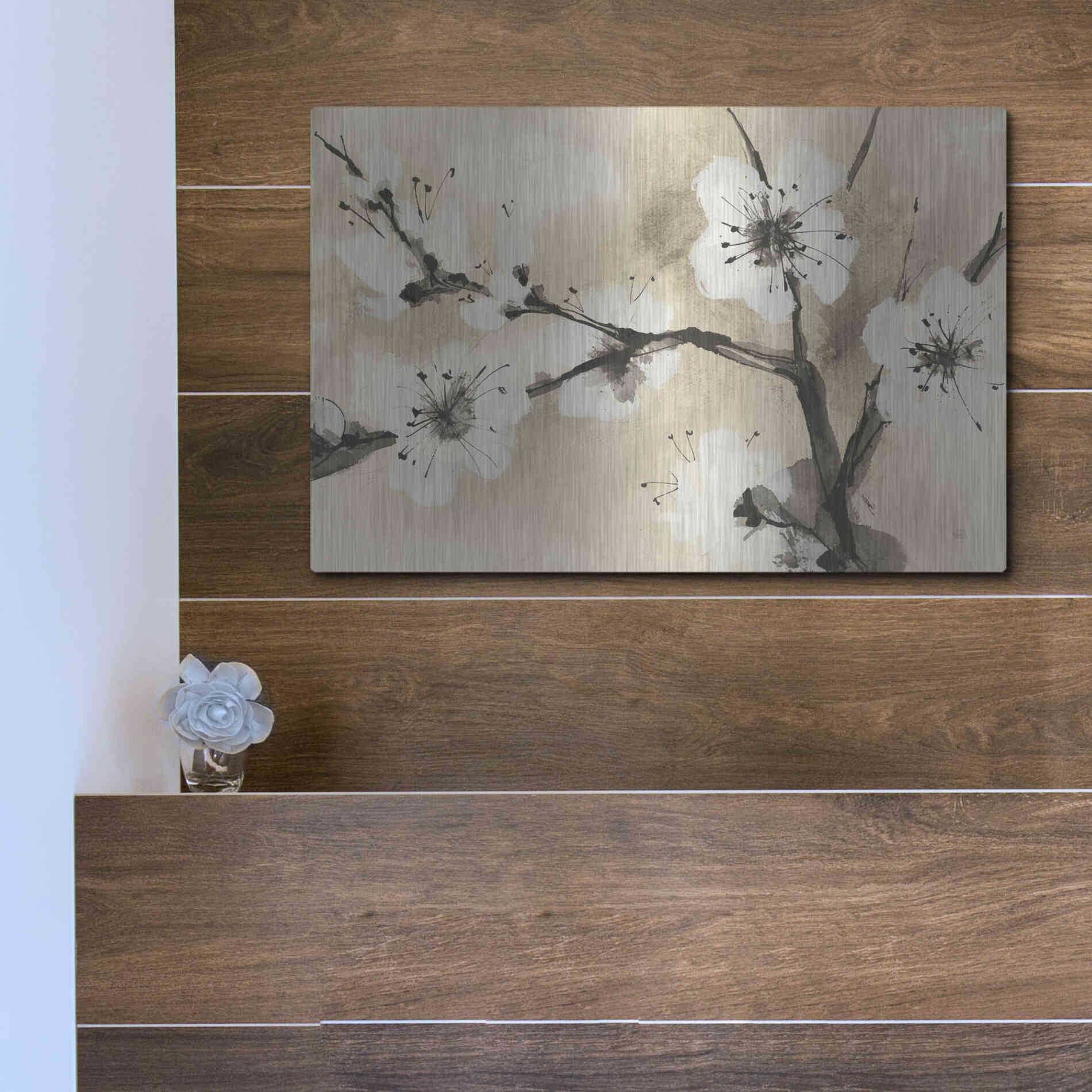 Luxe Metal Art 'Spring Blossoms I' by Chris Paschke, Metal Wall Art,16x12
