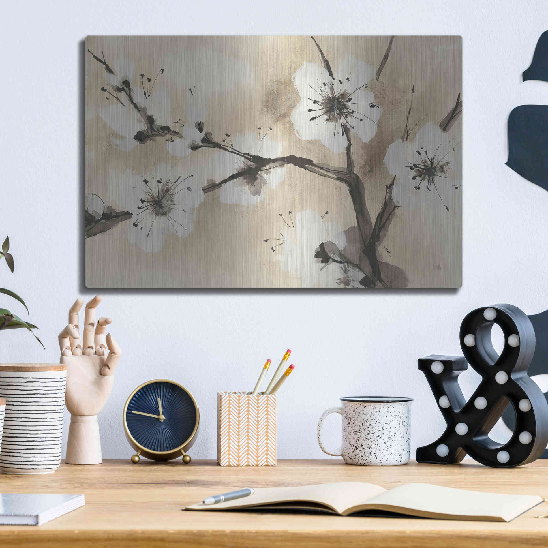 Luxe Metal Art 'Spring Blossoms I' by Chris Paschke, Metal Wall Art,16x12
