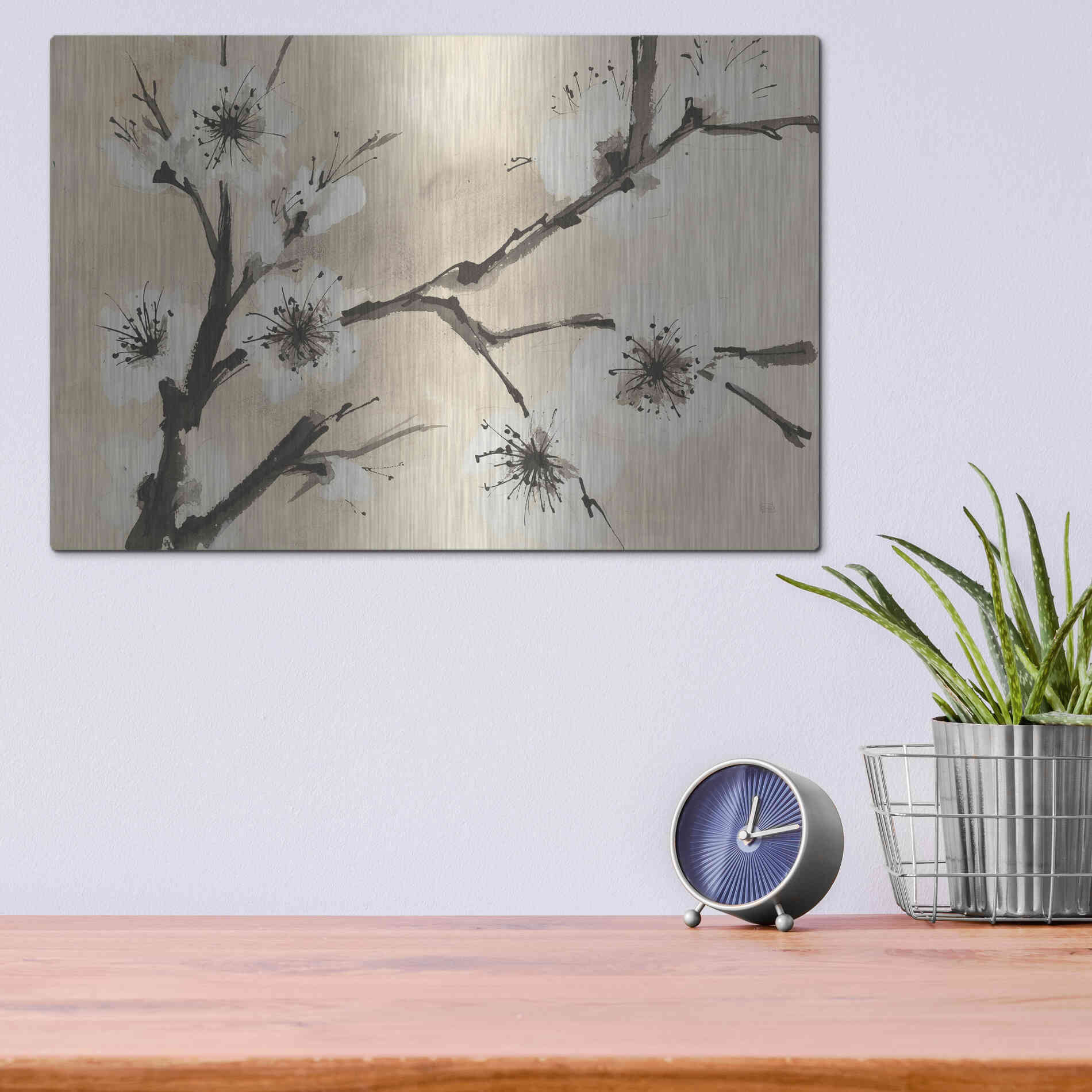 Luxe Metal Art 'Spring Blossoms II' by Chris Paschke, Metal Wall Art,16x12
