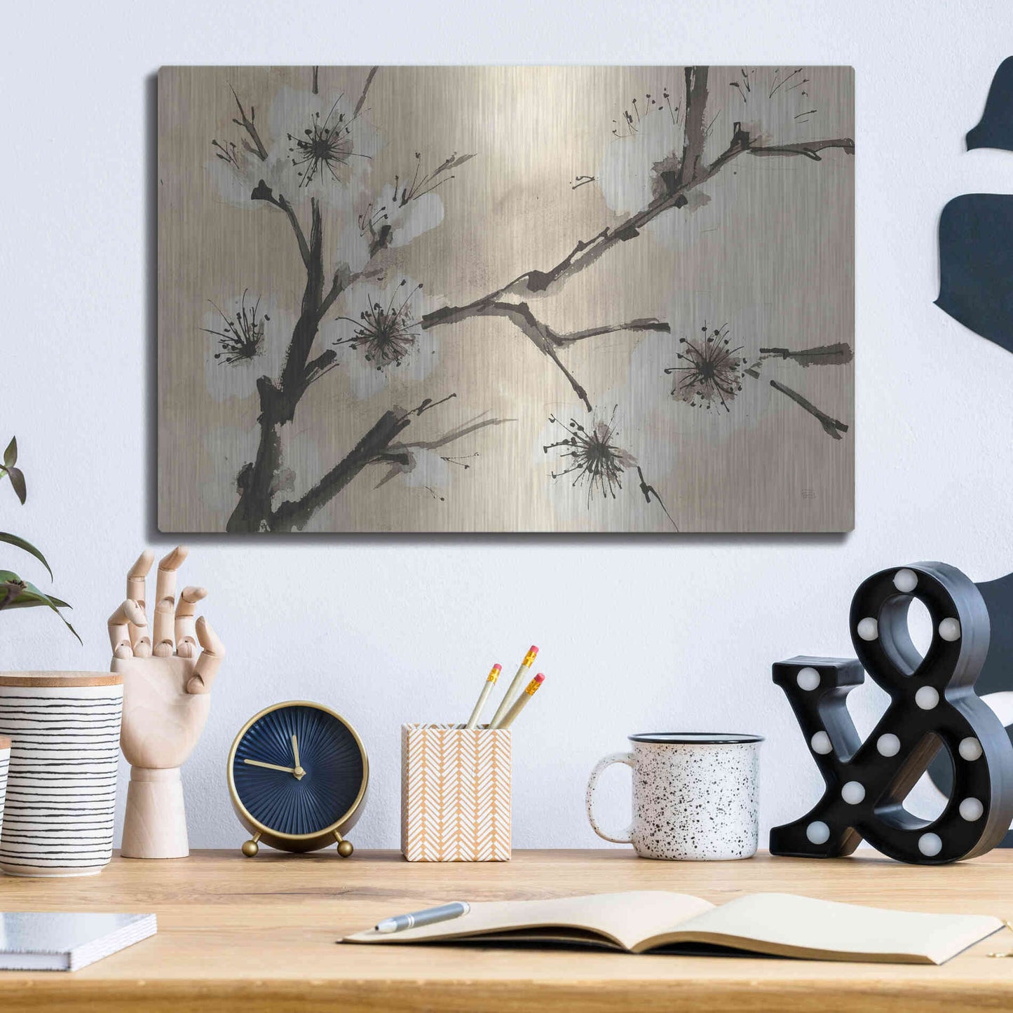 Luxe Metal Art 'Spring Blossoms II' by Chris Paschke, Metal Wall Art,16x12