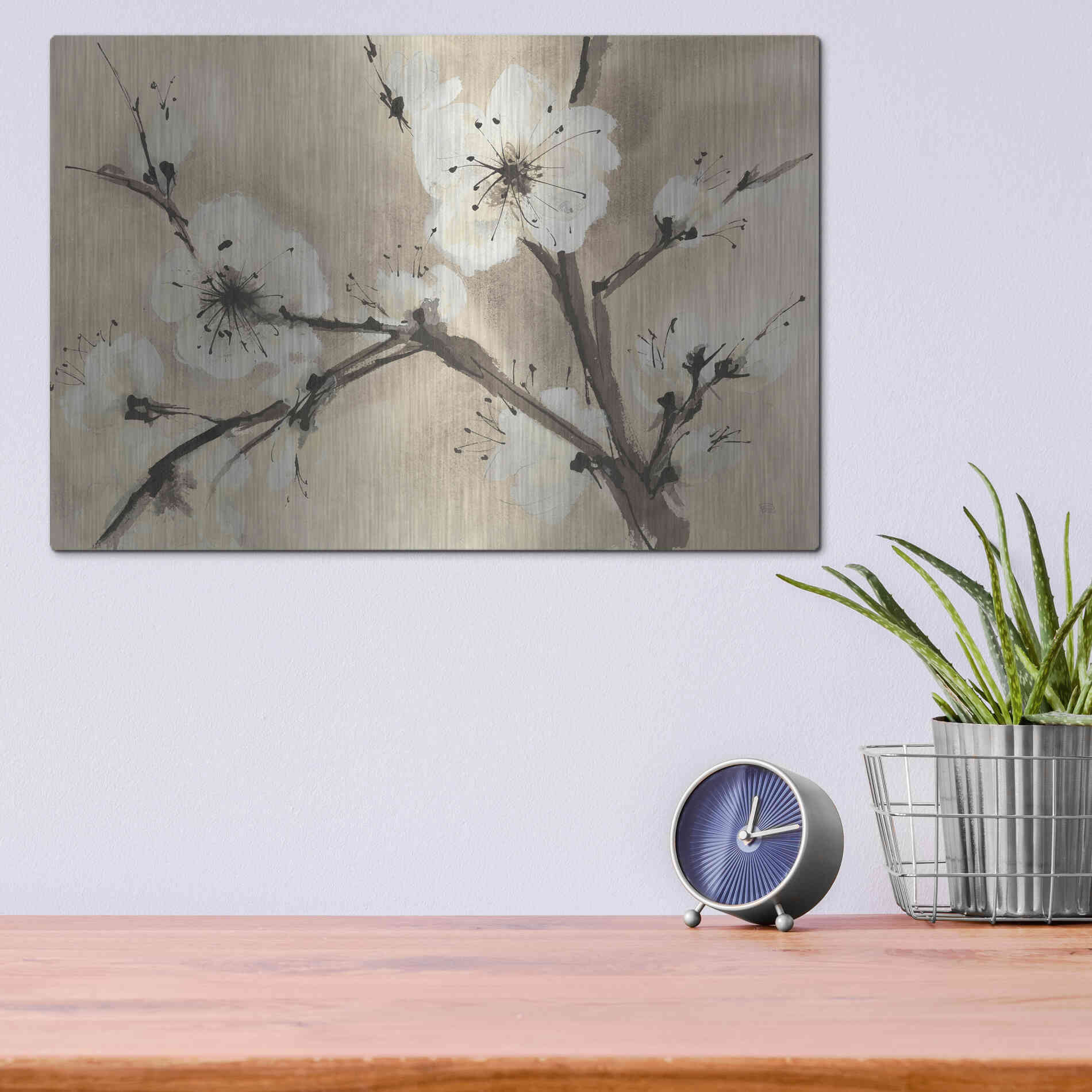 Luxe Metal Art 'Spring Blossoms III' by Chris Paschke, Metal Wall Art,16x12
