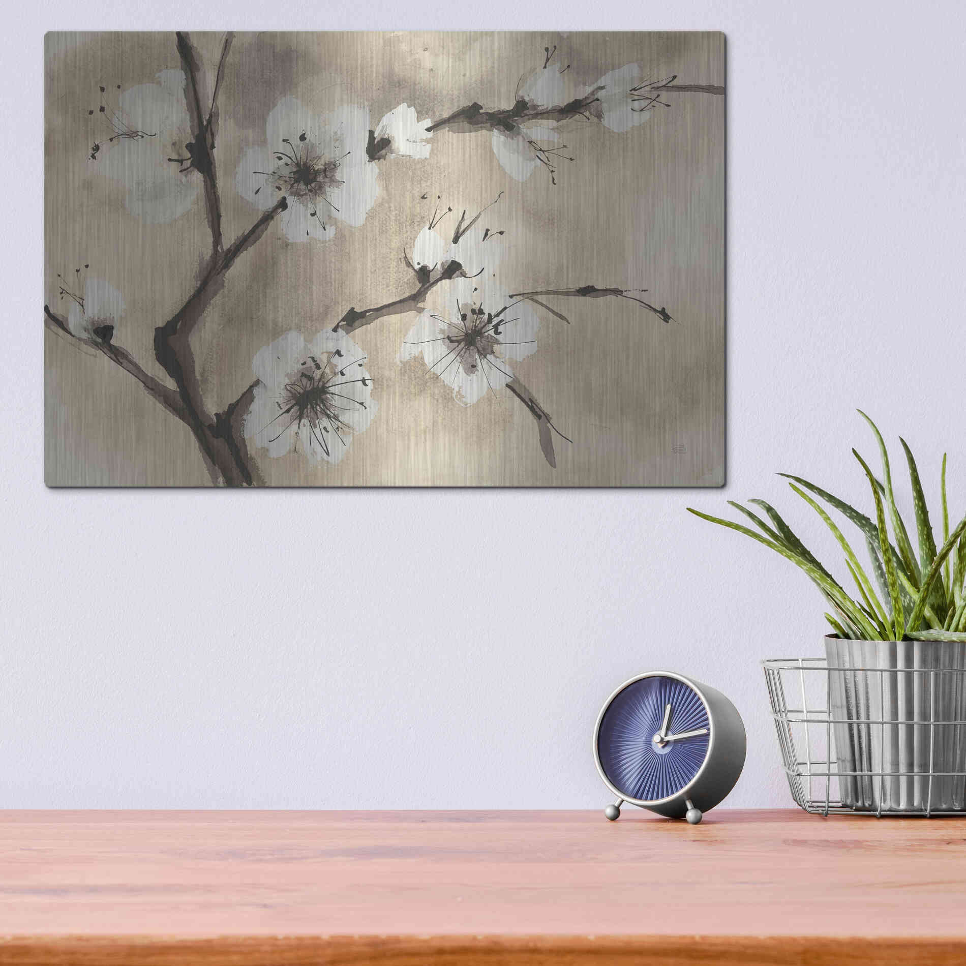 Luxe Metal Art 'Spring Blossoms IV' by Chris Paschke, Metal Wall Art,16x12