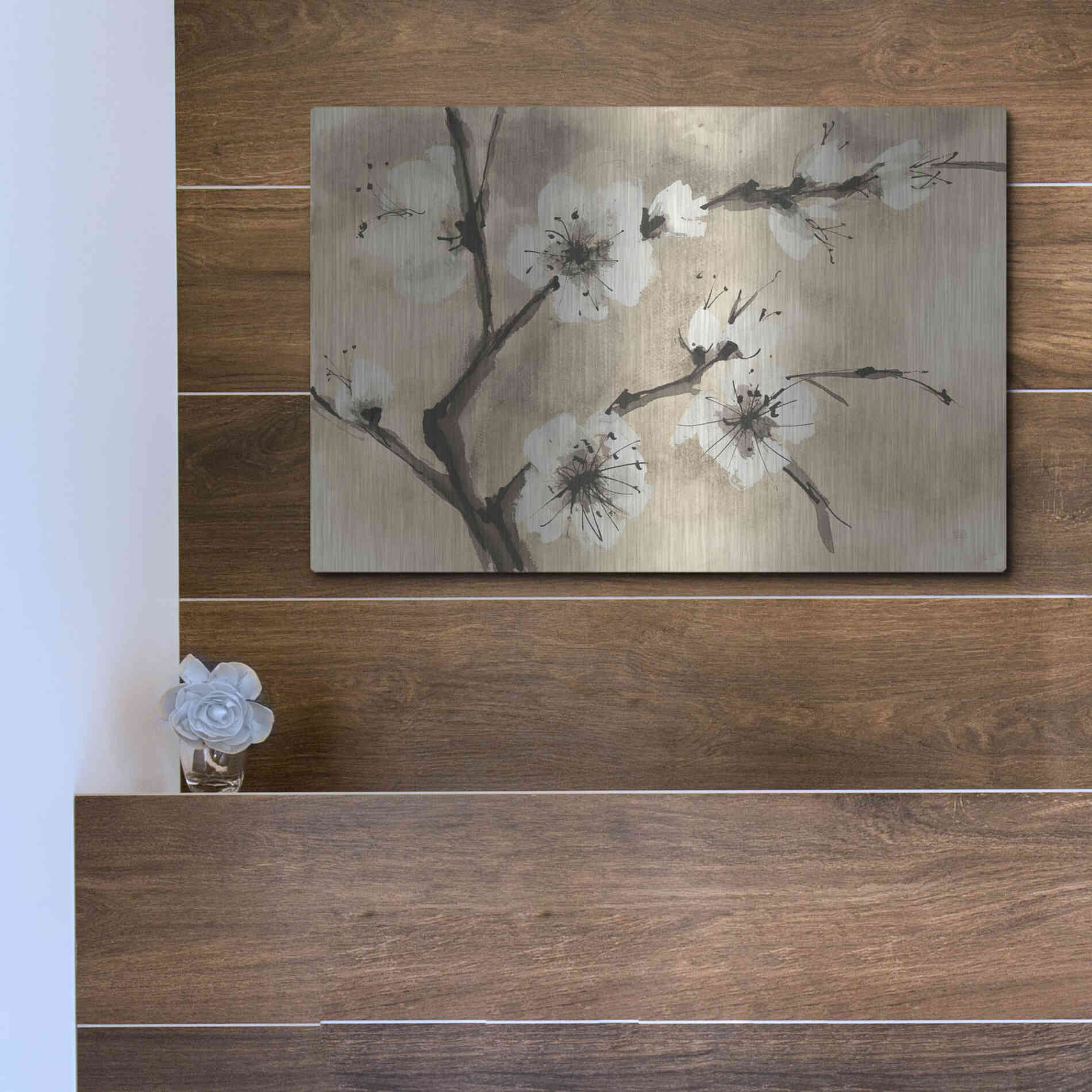 Luxe Metal Art 'Spring Blossoms IV' by Chris Paschke, Metal Wall Art,16x12