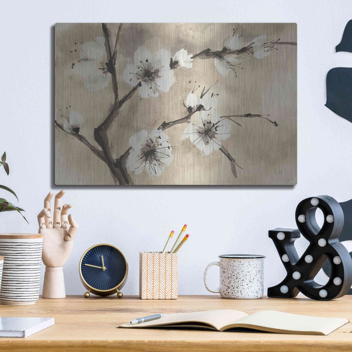 Luxe Metal Art 'Spring Blossoms IV' by Chris Paschke, Metal Wall Art,16x12