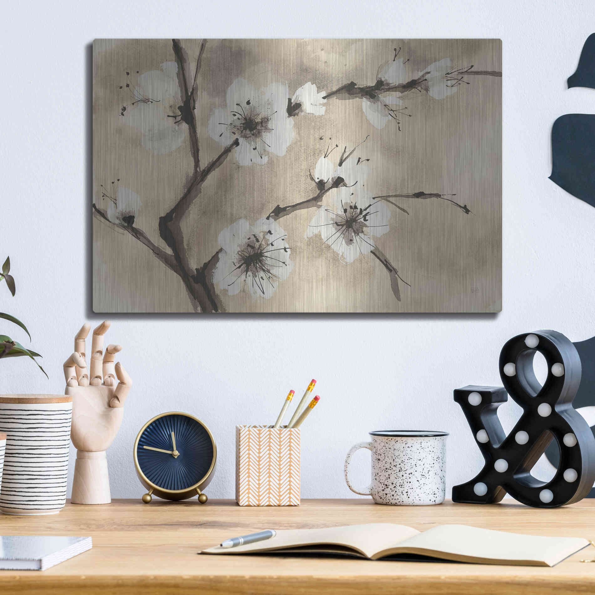 Luxe Metal Art 'Spring Blossoms IV' by Chris Paschke, Metal Wall Art,16x12