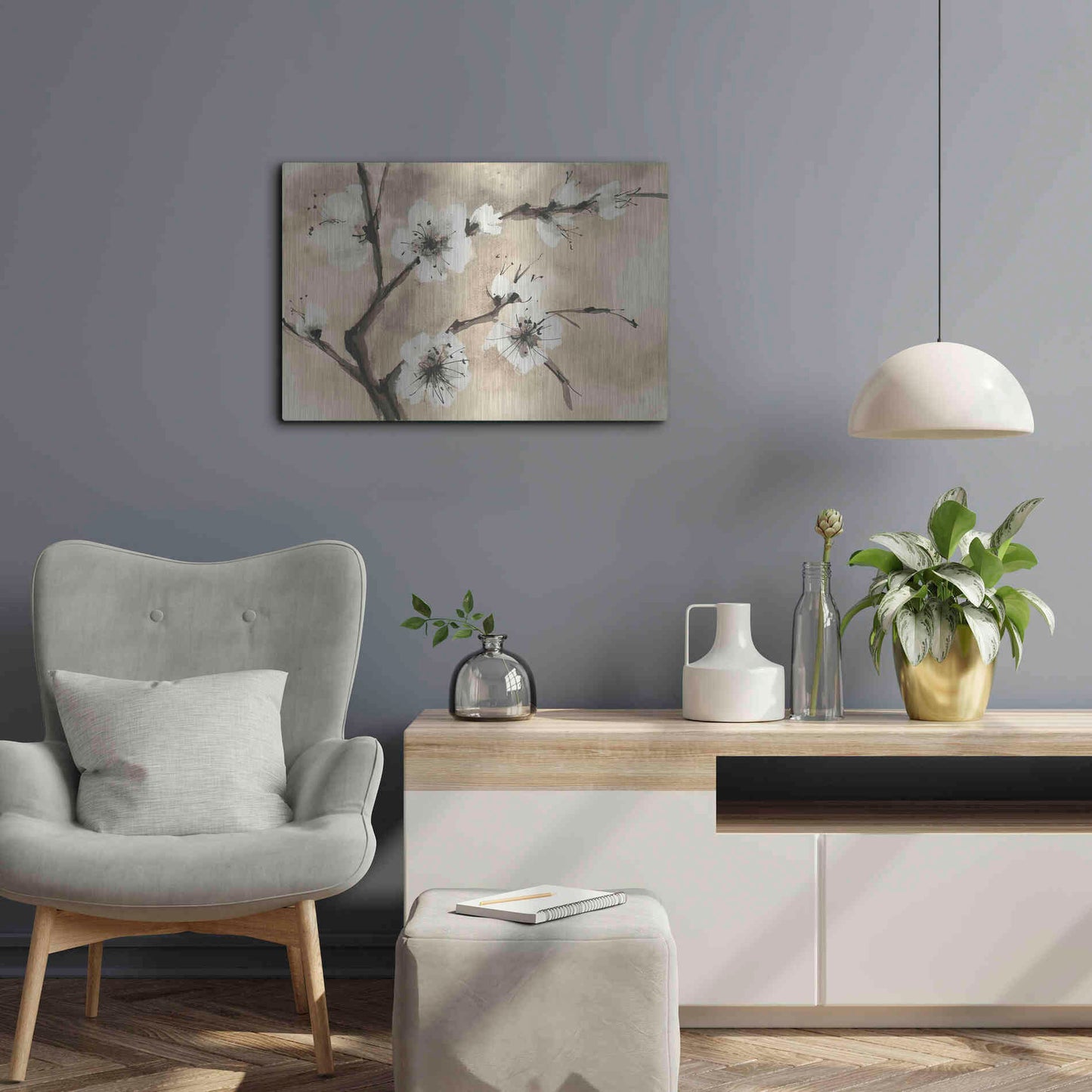 Luxe Metal Art 'Spring Blossoms IV' by Chris Paschke, Metal Wall Art,24x16