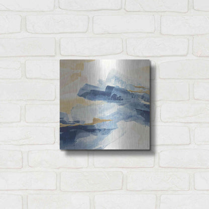 Luxe Metal Art 'Gilded Indigo I' by Chris Paschke, Metal Wall Art,12x12