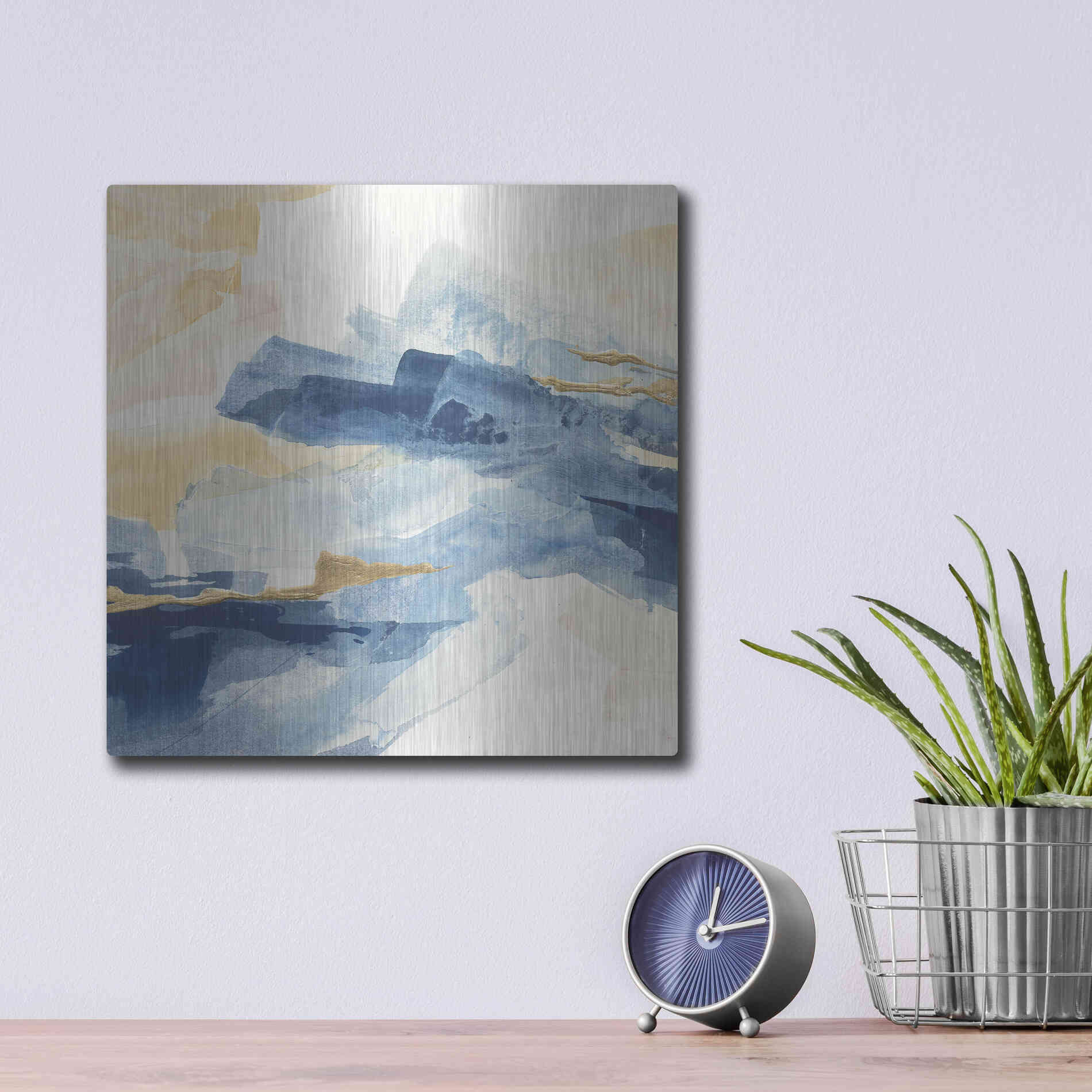 Luxe Metal Art 'Gilded Indigo I' by Chris Paschke, Metal Wall Art,12x12