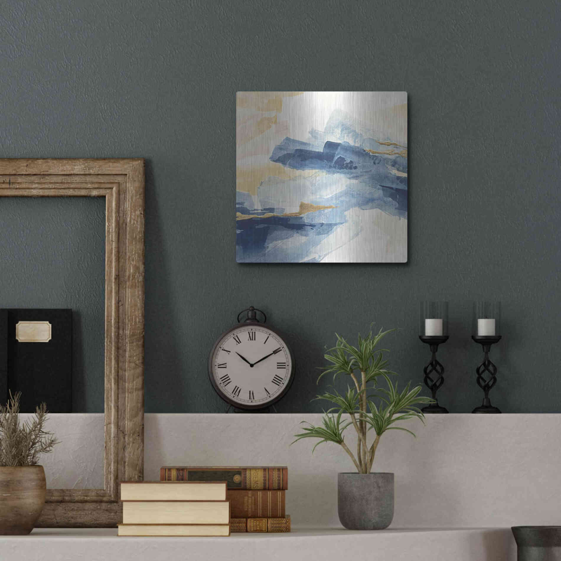 Luxe Metal Art 'Gilded Indigo I' by Chris Paschke, Metal Wall Art,12x12