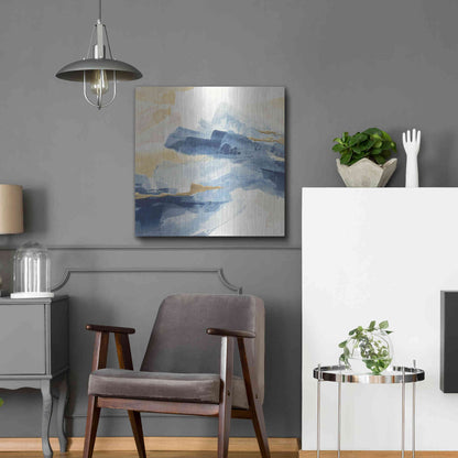 Luxe Metal Art 'Gilded Indigo I' by Chris Paschke, Metal Wall Art,24x24