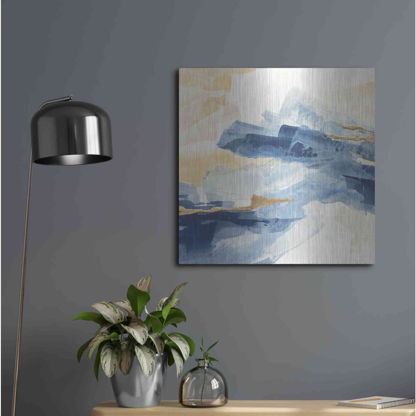 Luxe Metal Art 'Gilded Indigo I' by Chris Paschke, Metal Wall Art,24x24