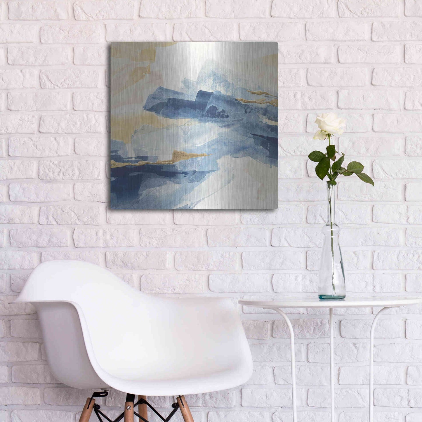 Luxe Metal Art 'Gilded Indigo I' by Chris Paschke, Metal Wall Art,24x24