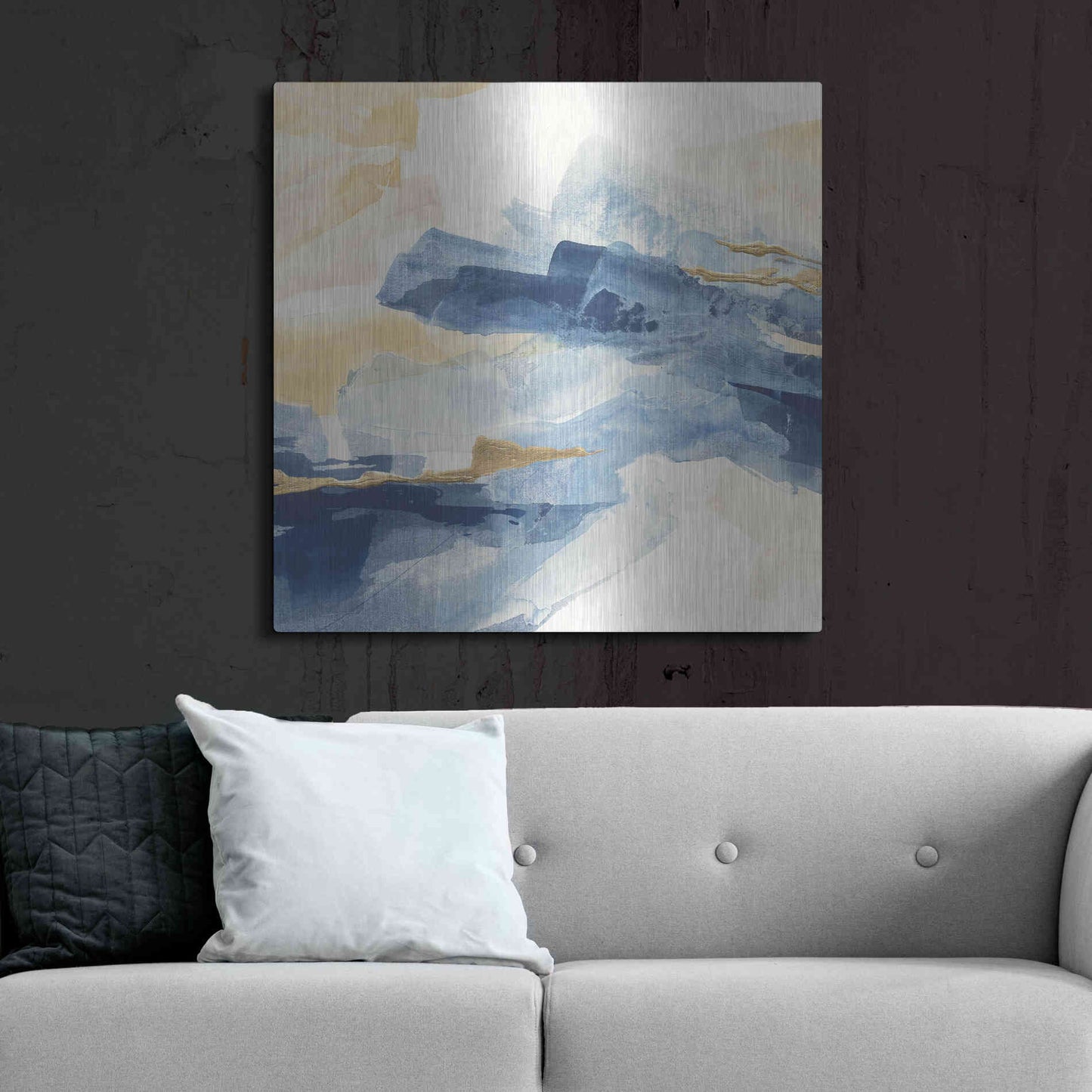 Luxe Metal Art 'Gilded Indigo I' by Chris Paschke, Metal Wall Art,36x36