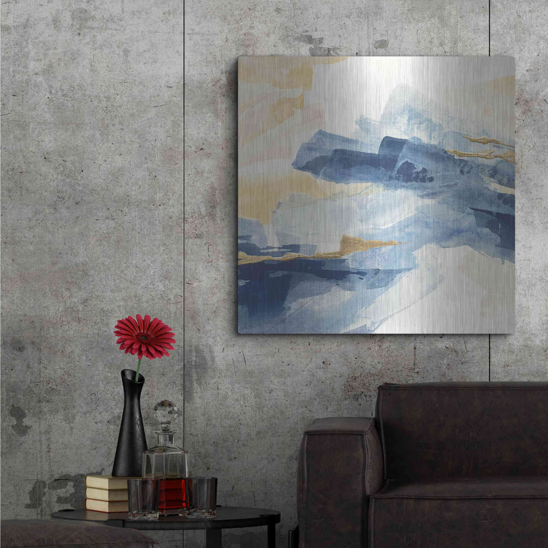 Luxe Metal Art 'Gilded Indigo I' by Chris Paschke, Metal Wall Art,36x36