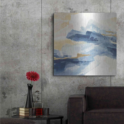 Luxe Metal Art 'Gilded Indigo I' by Chris Paschke, Metal Wall Art,36x36