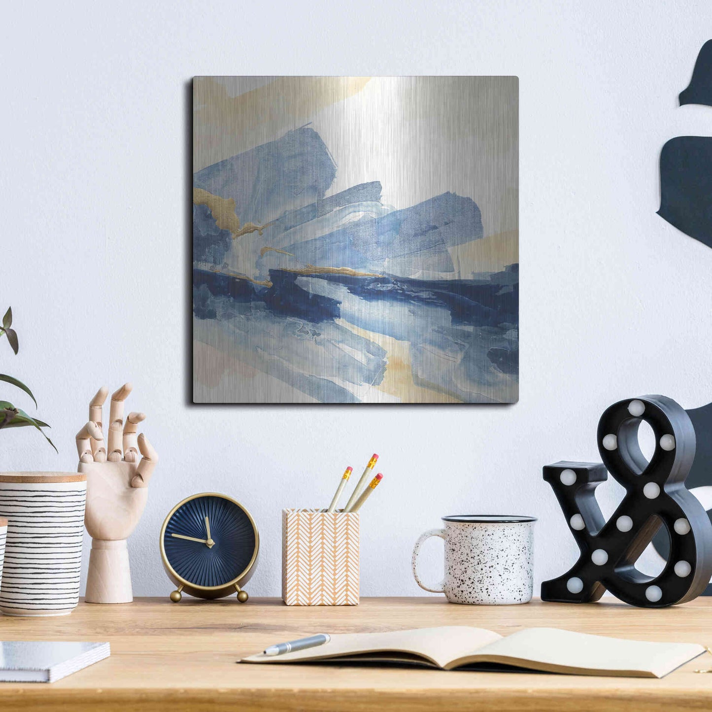 Luxe Metal Art 'Gilded Indigo II' by Chris Paschke, Metal Wall Art,12x12