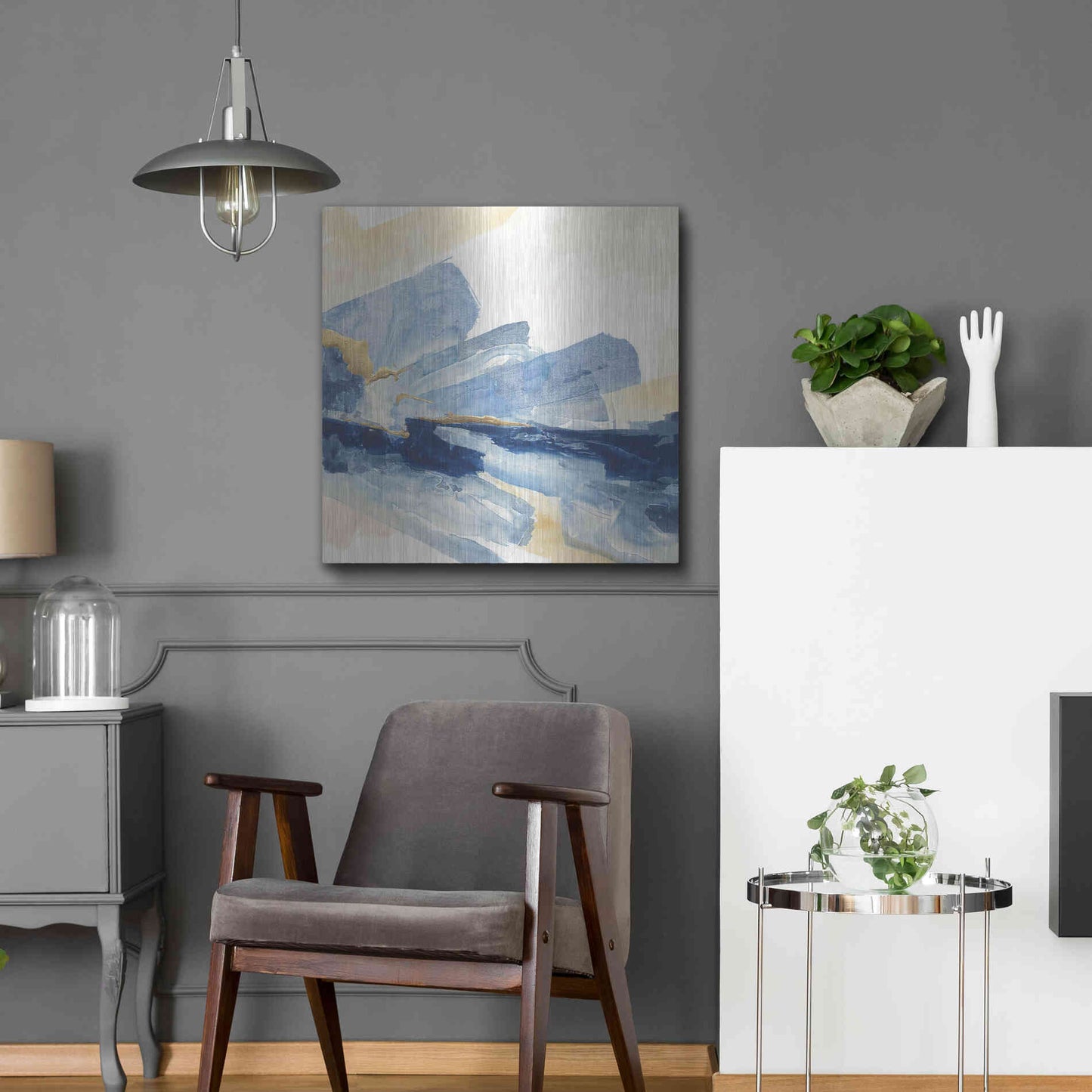 Luxe Metal Art 'Gilded Indigo II' by Chris Paschke, Metal Wall Art,24x24