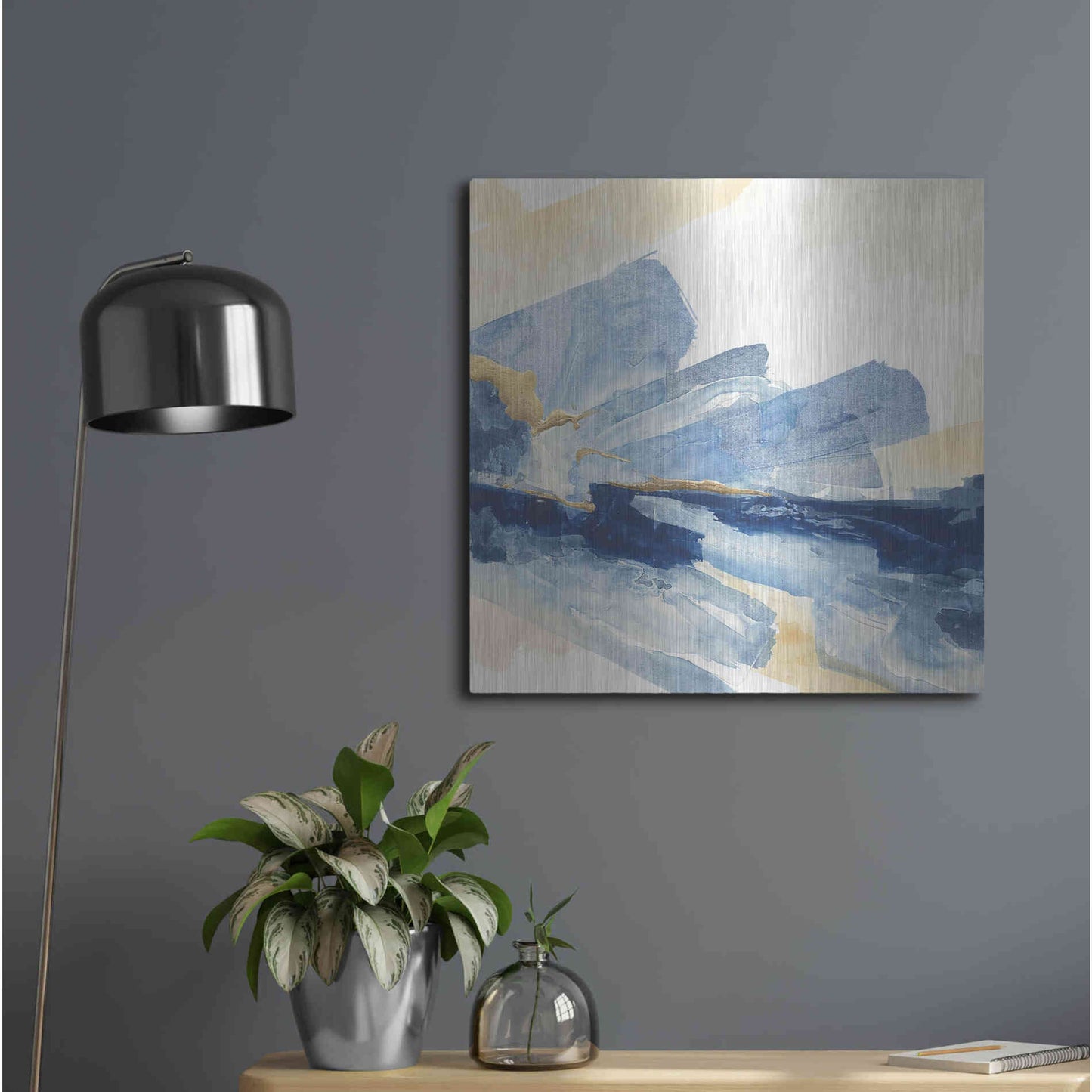 Luxe Metal Art 'Gilded Indigo II' by Chris Paschke, Metal Wall Art,24x24