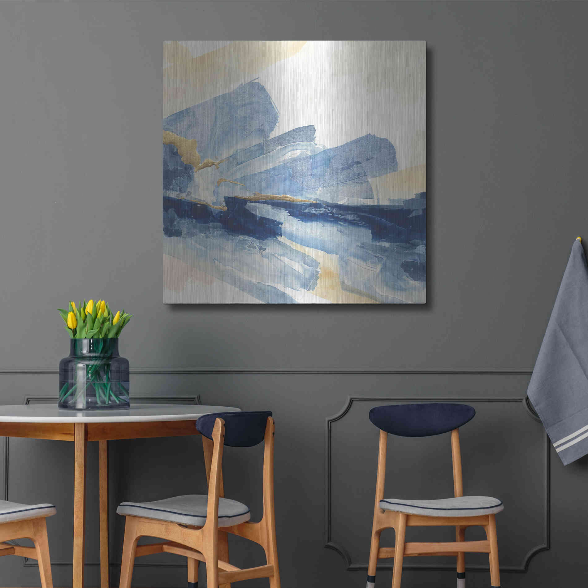 Luxe Metal Art 'Gilded Indigo II' by Chris Paschke, Metal Wall Art,36x36