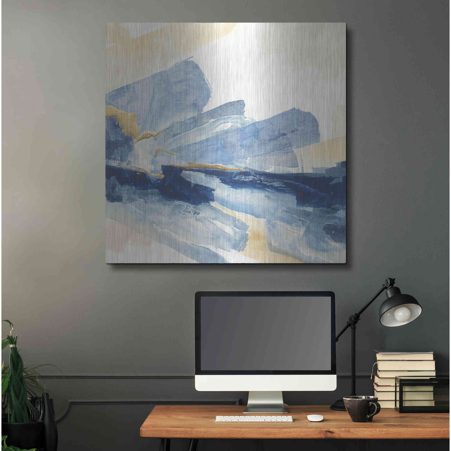 Luxe Metal Art 'Gilded Indigo II' by Chris Paschke, Metal Wall Art,36x36