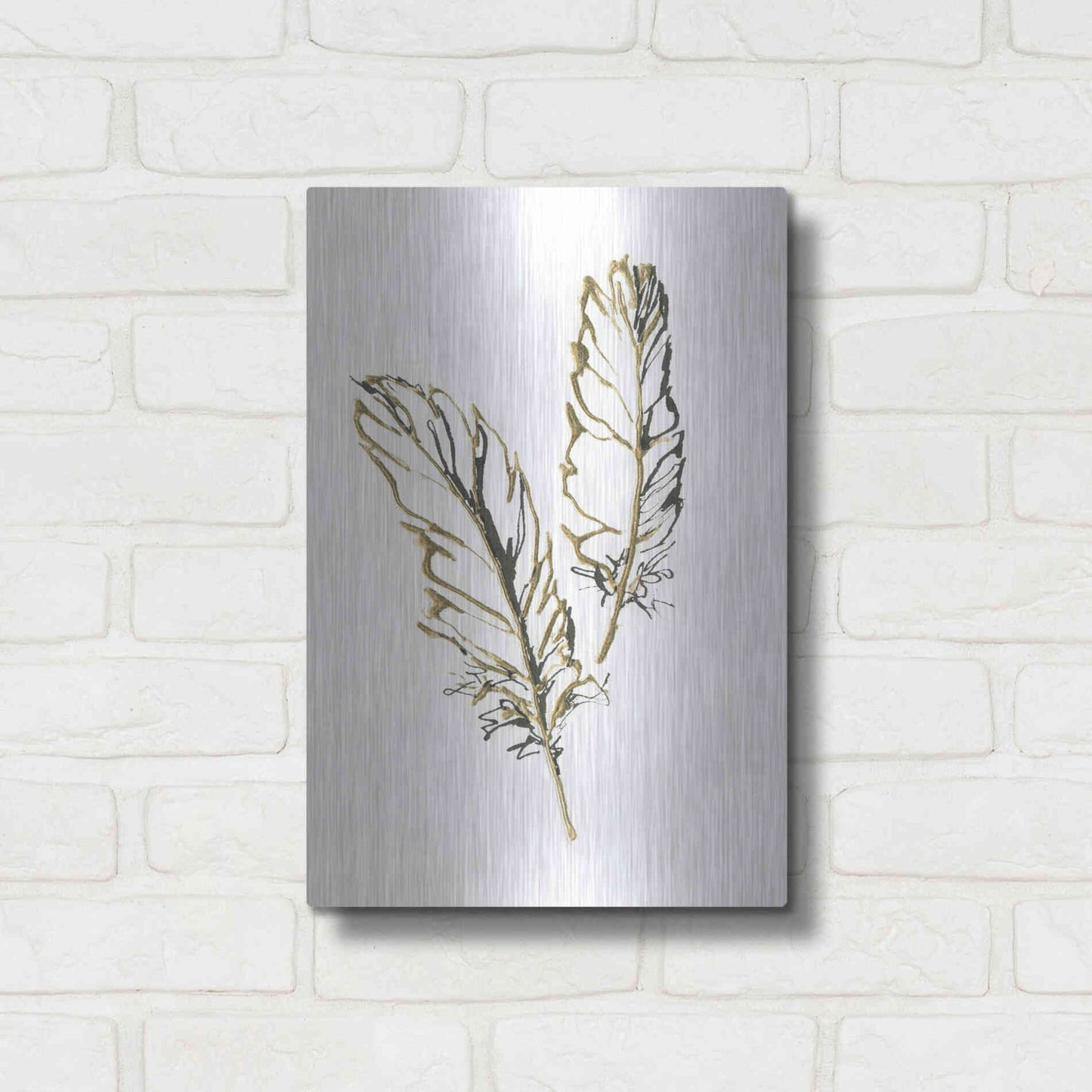 Luxe Metal Art 'Gilded Barn Owl Feather' by Chris Paschke, Metal Wall Art,12x16