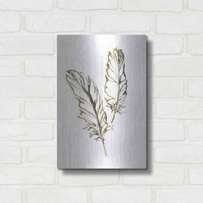 Luxe Metal Art 'Gilded Barn Owl Feather' by Chris Paschke, Metal Wall Art,12x16