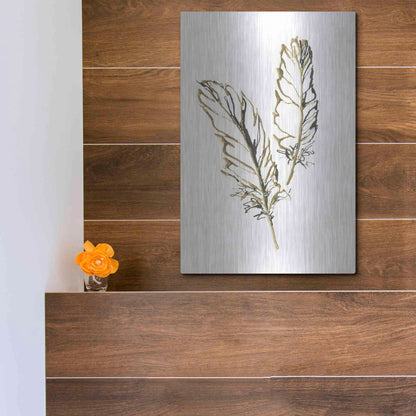 Luxe Metal Art 'Gilded Barn Owl Feather' by Chris Paschke, Metal Wall Art,12x16