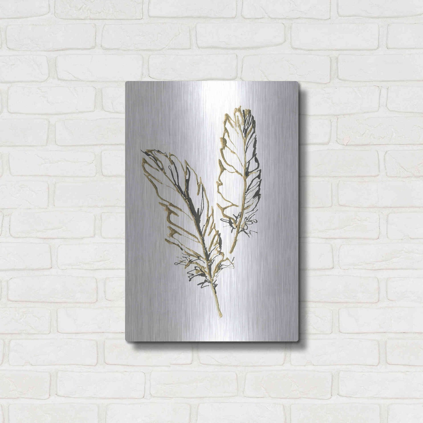 Luxe Metal Art 'Gilded Barn Owl Feather' by Chris Paschke, Metal Wall Art,16x24