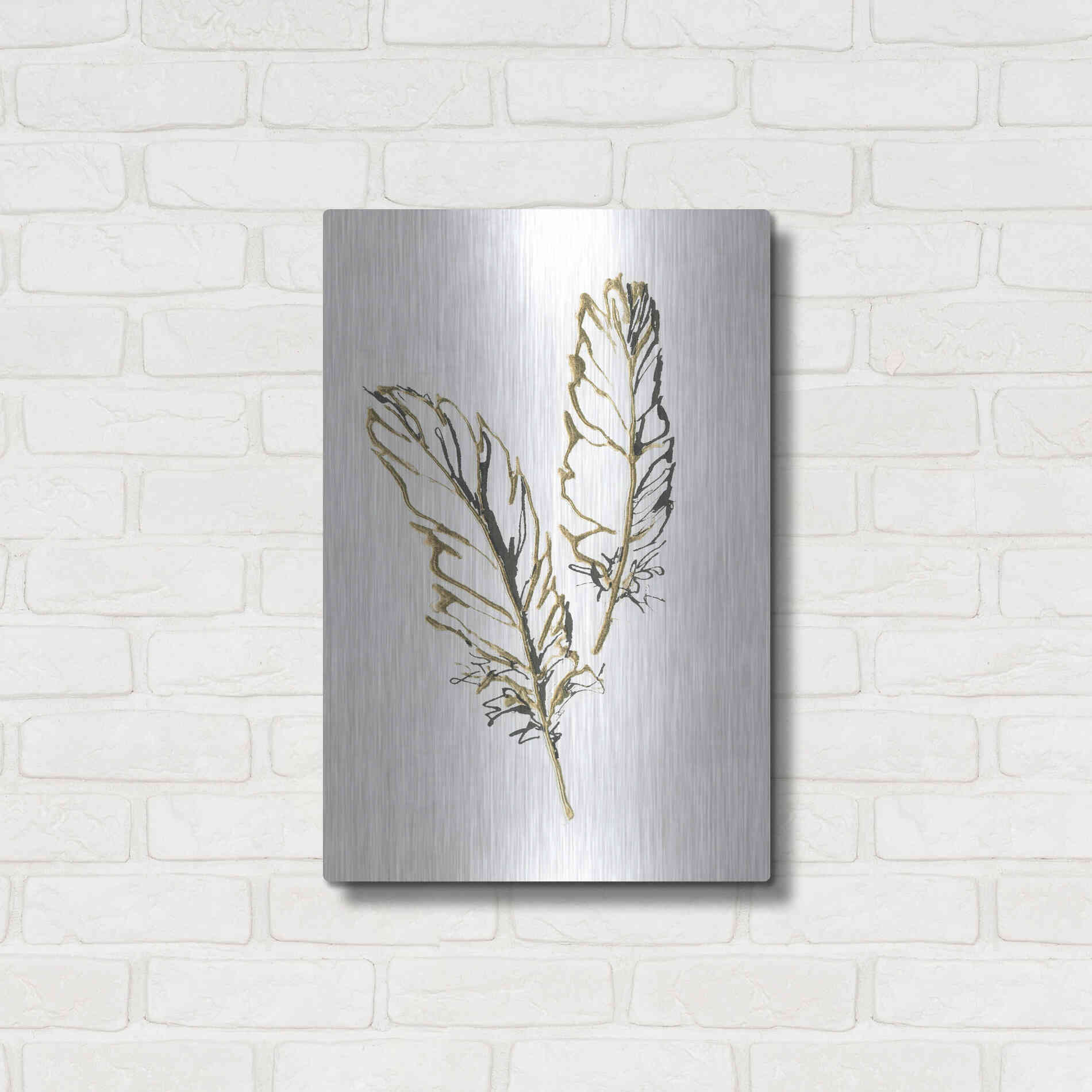 Luxe Metal Art 'Gilded Barn Owl Feather' by Chris Paschke, Metal Wall Art,16x24